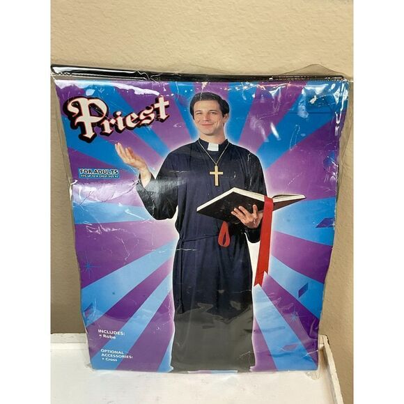 Classic Priest Robe Adult Halloween Outfit Costume Party Fits Up to Chest Sz 42" - Picture 4 of 7